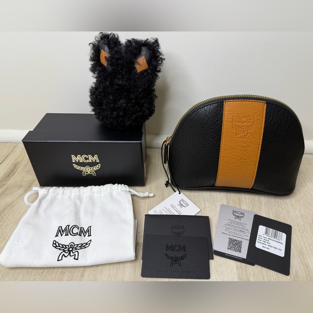 MCM BUNDLE NWT Aren Bunny Charm and Cosmetic pouch